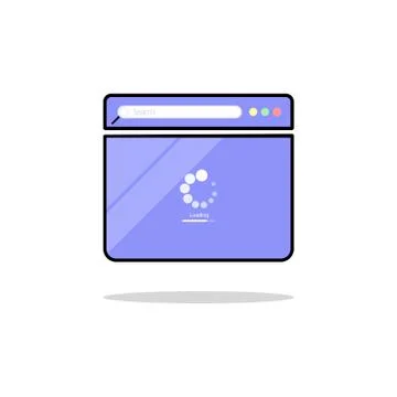 Loading page browser on top view laptop screen. Website page icon flat on iso Stock Illustration