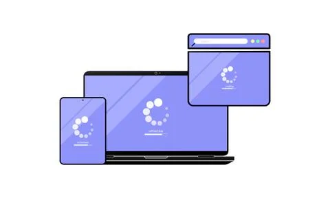 Loading page browser on top view laptop screen. Laptop, desktop, computer, ta Illustrazione stock