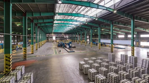 Loading pallets of aluminum. Electrolysis plant. Time lapse Stock Footage 63855504