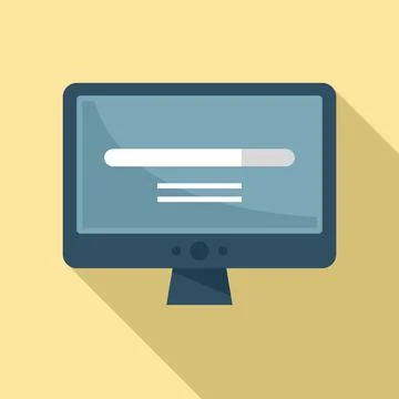 Loading pc software icon, flat style Stock Illustration