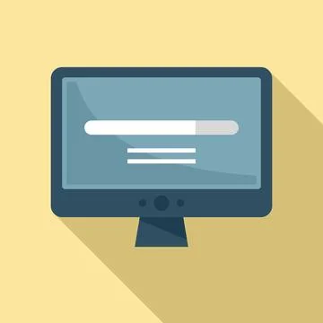 Loading pc software icon, flat style Stock Illustration