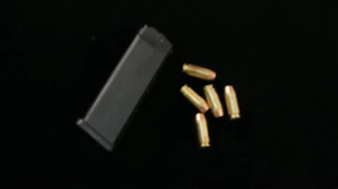 Loading pistol Magazine - glock 40 S&amp;W ammo Stock Footage 11136386