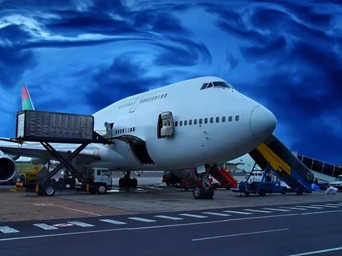 Loading the plane 스톡 사진
