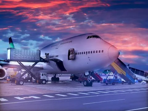 Loading the plane 스톡 사진