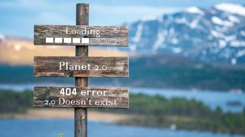 Loading planet 2.0 404 error doesn't exist text quote engraved on wooden sign Video stock 170652674