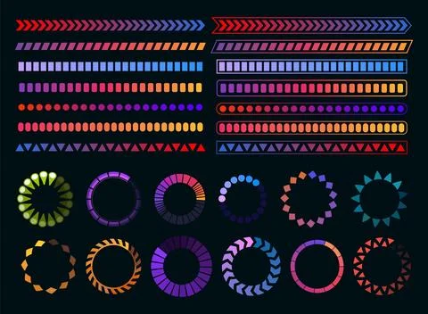 Loading process and status bar icons, HUD interface. Vector Sci Fi digital Stockillustratie