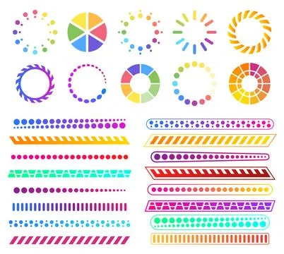 Loading process and status bar icons, HUD interface. Vector Sci Fi digital Stock Illustration