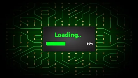 Loading Process Animation on Abstract Circuit Board Background Stock Footage 118849922
