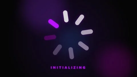Loading process animation featuring a glowing purple circular Stock Footage 346332016