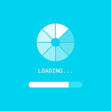 Loading process bar vector isolated elements on blue backgroud. Stock Illustration