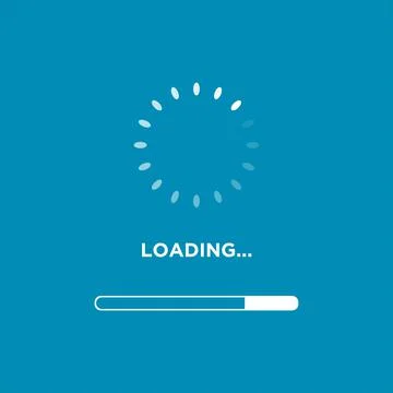 Loading process bar vector isolated elements on blue backgroud. Stock Illustration