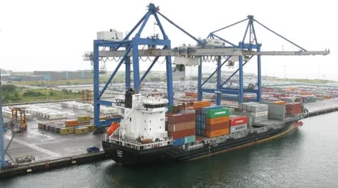 Loading process in port Stock Footage 8838998