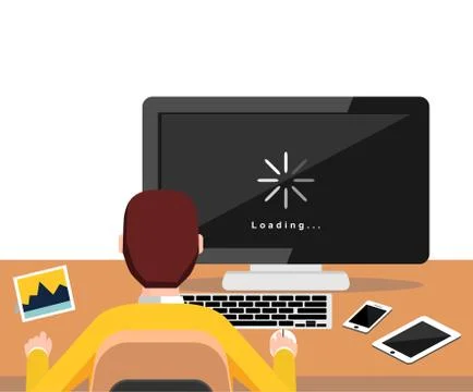 Loading process status. Loading process on computer. Waiting loading process. Stock Illustration