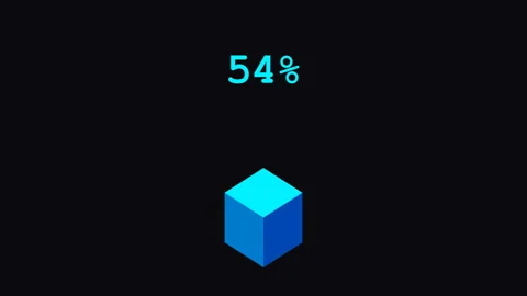 Loading Progress Animation with Blue Cube for Arcade Game and Digital Inter.. Stockbeeldmateriaal 337090160