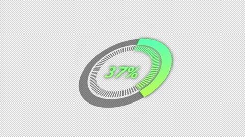 Loading progress bar 0-100 % with Alpha channel and transparent background. Stock Footage 156953885