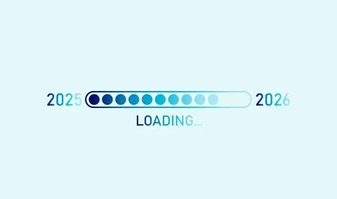 Loading progress bar of 2025 to 2026 happy new year Stock Illustration