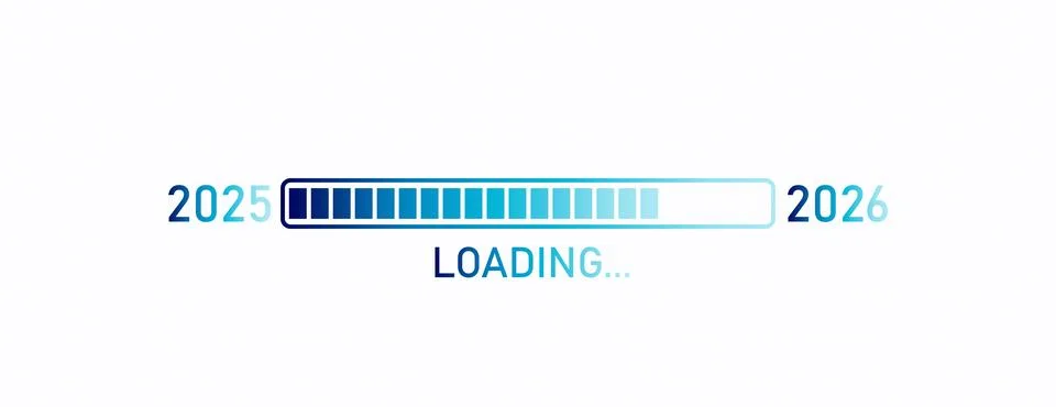 Loading progress bar of 2025 to 2026 happy new year Stock Illustration
