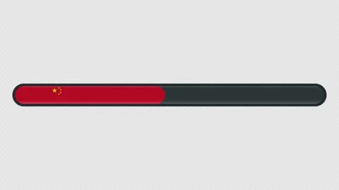 Loading progress bar animation with the China flag on a transparent backgro.. Stock Footage 341274366