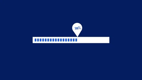 Loading progress bar animation on deep blue background showing percentage i.. 库存影片 334128413