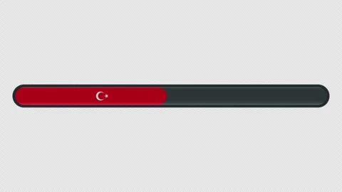 Loading progress bar animation with the Turkey flag on a transparent backgr.. Stock Footage 340514873