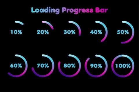 Loading Progress Bar. Circle loading or progress percentage. Stock Illustration