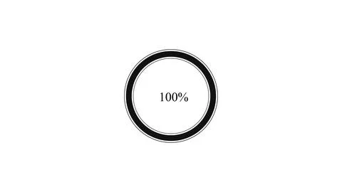 Loading progress bar circular indicator at one hundred percent complete wit.. Stock Illustration