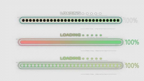 Loading progress bar in cyberpunk glitch style animation on a transparent bg Stock Footage 345592908
