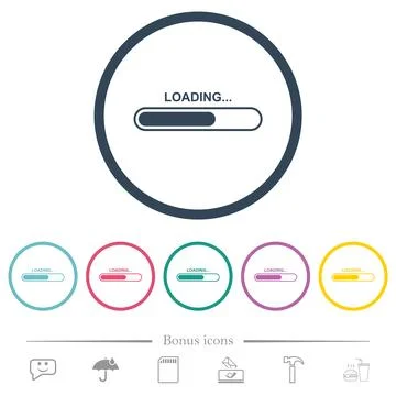Loading progress bar flat color icons in round outlines Stock Illustration
