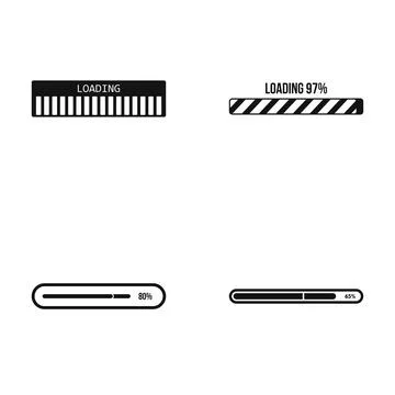 Loading progress bar icon set showing status 스톡 일러스트