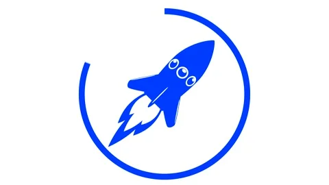 Loading progress bar with rocket. Rocket on a white background. Flat animation w Stock Footage 146891809