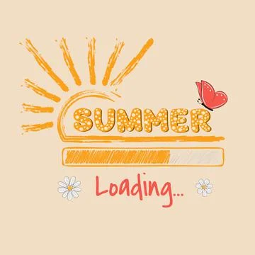 Loading progress Bar with text Summer. Vector illustration. Stock Illustration