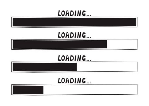 Loading progress bar vector style in doodle style. Updated progress circle ba Stock Illustration