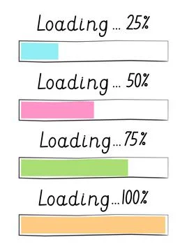 Loading progress bar vector style in doodle style. Updated progress circle ba Illustrazione stock