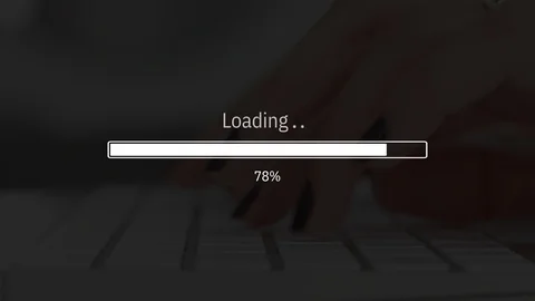Loading progress bar on the video keyboard typing background Video stock 112602746