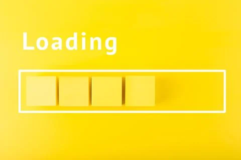 Loading progress bar on yellow background. Minimal concept of loading status Stock Photos