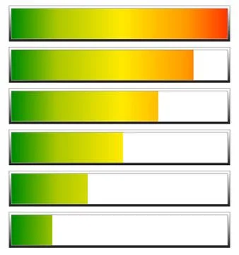 Loading, progress bars, indicators. Levels from low to high. editable vector Ilustración de archivo