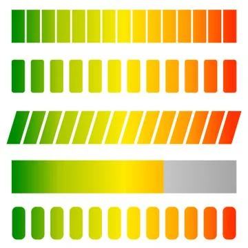 Loading, progress bars, indicators. Levels from low to high. editable vector Ilustración de archivo