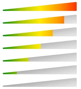 Loading, progress bars, indicators. Levels from low to high. editable vector Ilustración de archivo