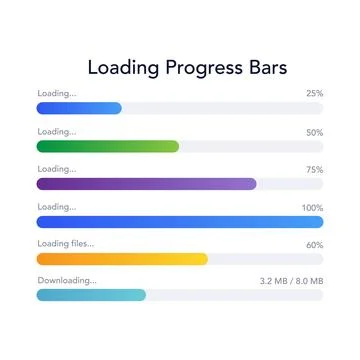 Loading progress bars UI. vector illustration Illustrazione stock