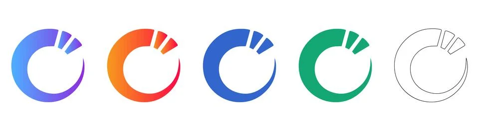 Loading Progress Circle Icon Set Stock Illustration