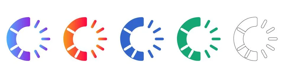 Loading Progress Circular Icons in Gradient Styles Illustrazione stock