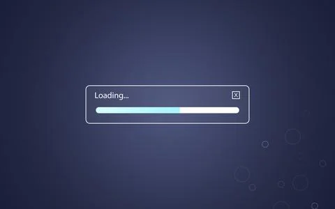 Loading progress screen. Illustration on dark blue background Foto stock
