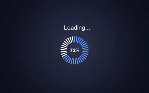 Loading progress screen. Illustration on dark blue background Stockfoto's