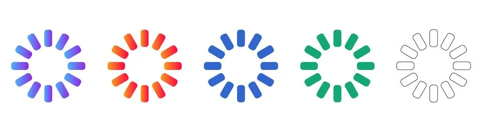 Loading Progress Spinner Gradient Icon Set 스톡 일러스트