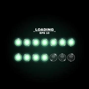 Loading. Realistic round lamps are green. Neon flashlights glow in the dark.. Stock Illustration