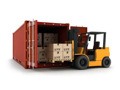 Loading red cargo Container (done in 3d) Illustrazione stock