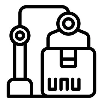 Loading robot hand icon outline vector. Delivery package Stock Illustration