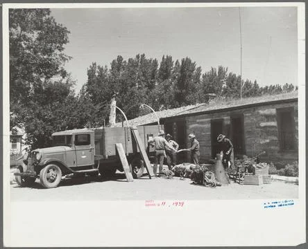 Loading the roundup trucks, Quarter Circle U Ranch, Big Horn County, Monta... Stock Photos