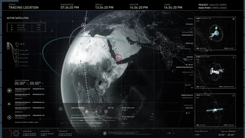 Loading Satellite Tracking Software. Receiving Signals from Sanaa, Yemen. UI Stock Footage 277871116