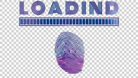 Loading Screen with Biometric Authentication: Vibrant Retro Style in 3D Art Stock Illustration